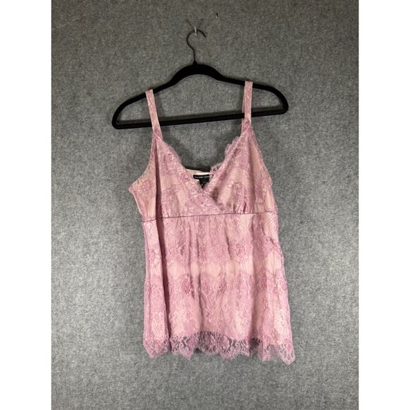 VTG New York & Company Top Women Large Pink Lace Babydoll Y2K Preppy Romantic - Picture 1 of 6